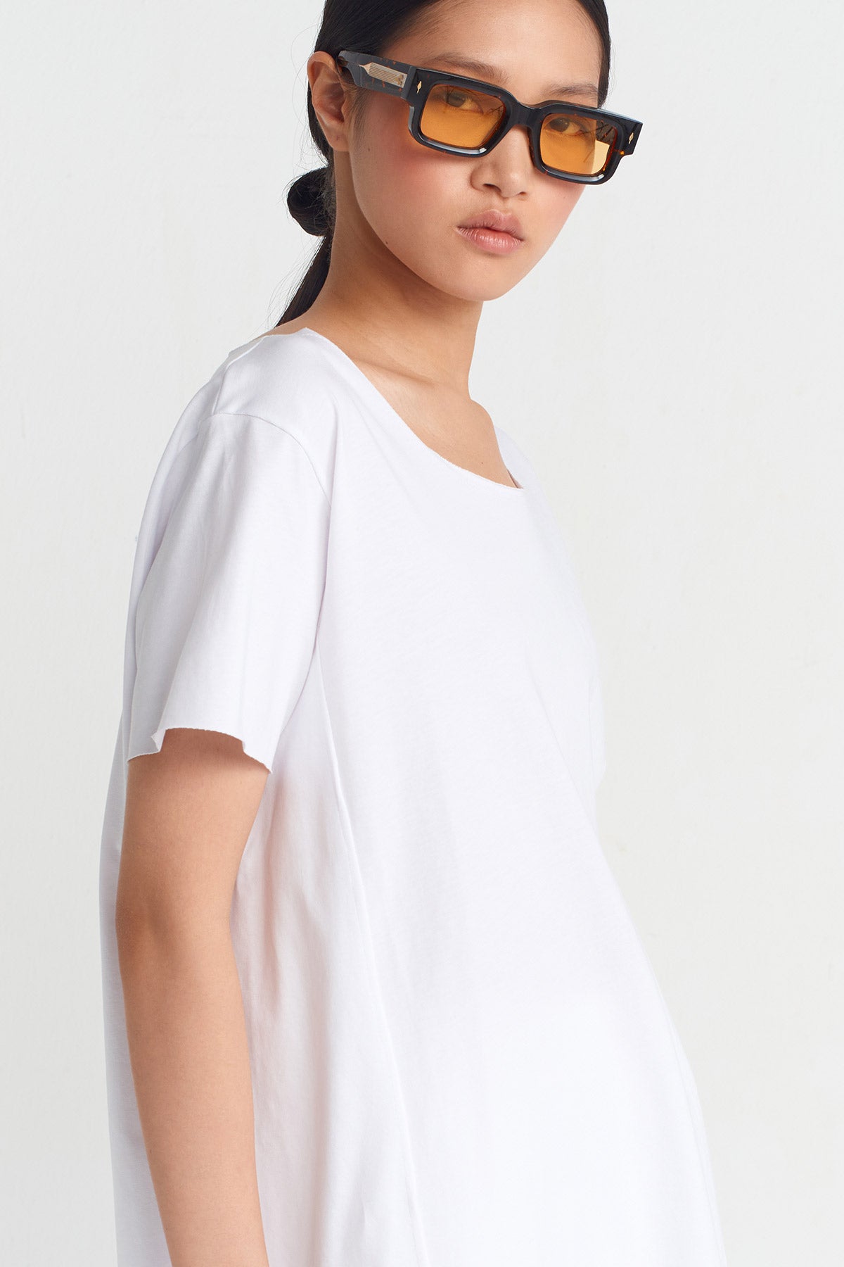 Kırık Beyaz Oversize T-shirt-Y251011006