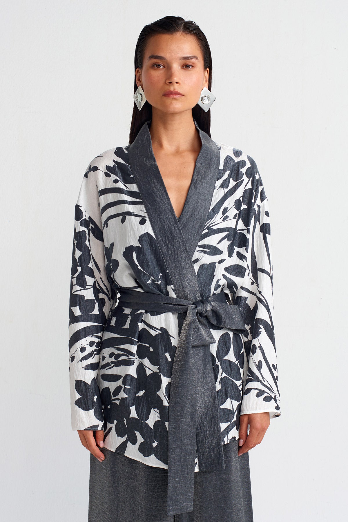 Baskılı Kısa Kimono-Y255015023